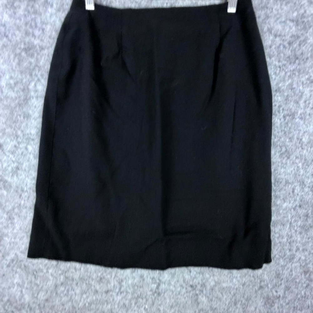 Vintage Jones New York Office Skirt Womens 10 Black Wool Back Slit Capsule